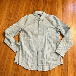 Vineyard Vines Shirt Mens Large Classic Tucker Plaid Blue Green Button